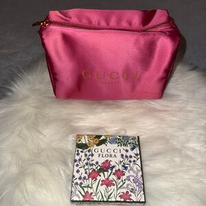 Brand new Gucci makeup bag with 3 sample fragrances included